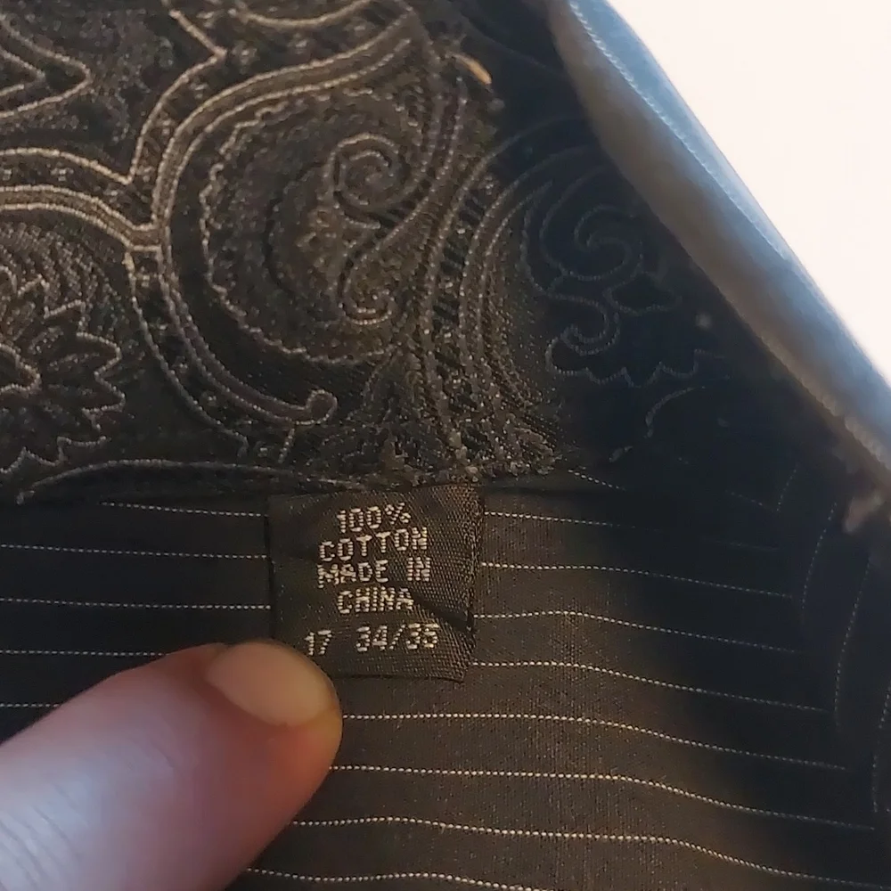 Mens English Laundry dress shirt in black with white pinstripe, size XL - Picture 7 of 9